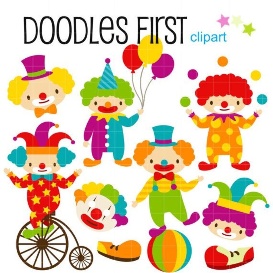 Cute Clowns Digital For Scrapbooking Card By Doodlesfirst $2