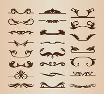 Name Vector Set Of Calligraphic Design Elements