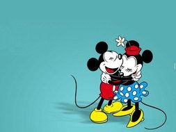 Mickey Mouse And Minnie hugging, Wallpaper