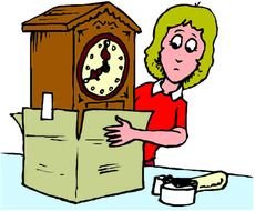 clipart of the woman is holding an antique clock