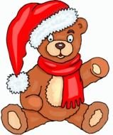 teddy bear in santa claus hat