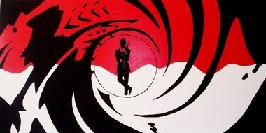 silhouette of a spy in an abstract background as a picture
