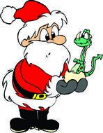 Cartoon Santa with baby dino