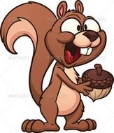 Cute Cartoon Squirrel Holding An Acorn Vector Illustration