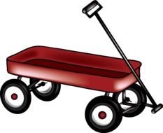 painted red metal trolley