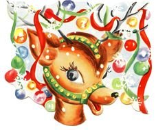 Colorful vintage drawing of the Christmas Deer clipart