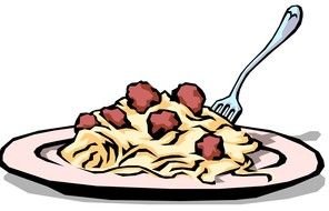 pasta with meatballs on a plate as an illustration