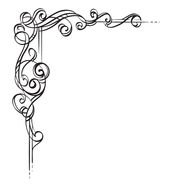 Scrollwork corner, black and white