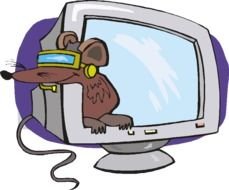 Clip art of the lab rat and computer