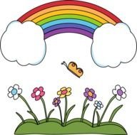 Happy Rainbow Scene Image In The Sky Over A Hill Of clipart