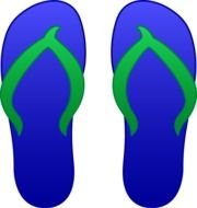 painted blue slippers on a white background