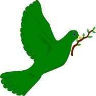 green Pigeon with olive branch, Symbol of Peace