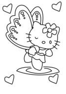 Black and white drawing of Hello Kitty clipart