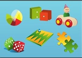 children toys on a blue background