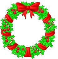 drawn christmas wreath with red bow