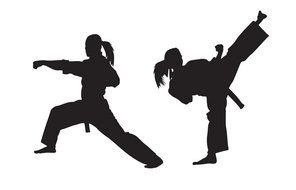 Clipart of Karate girls silhouettes