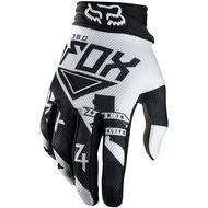 Black and White Fox Motorcycle Gloves