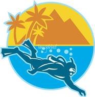 Scuba Diver Diving Island Retro By Aloysius Patrimonio Auckland