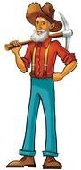 cartoon gold miner with tools