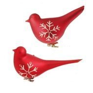 red birds with snowflakes ornament