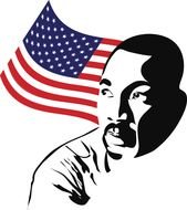 portrait of american actor on american flag background