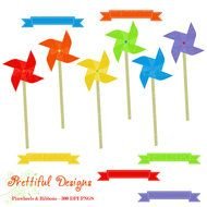 To Rainbow Pinwheel Ribbon Digital Scrapbooking
