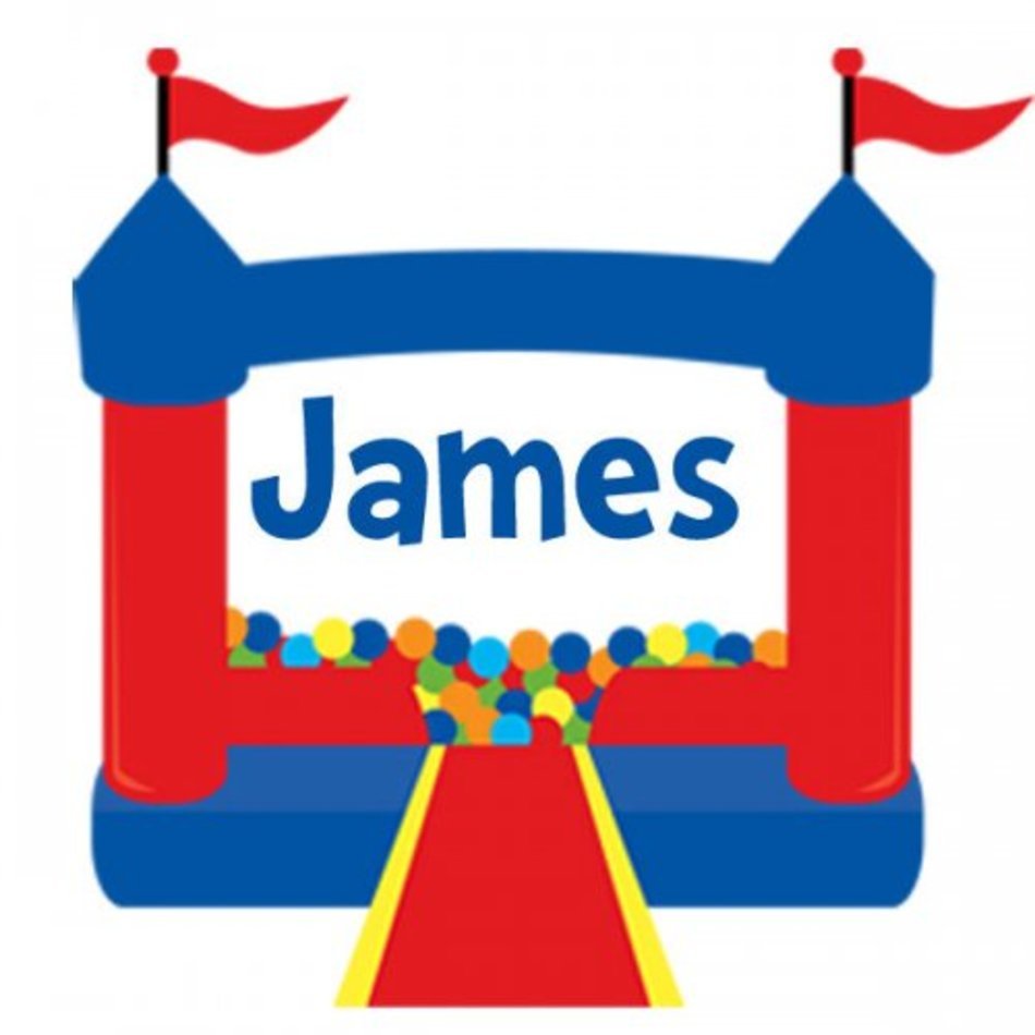 30 Personalized Address Labels Circus Bounce House Blue