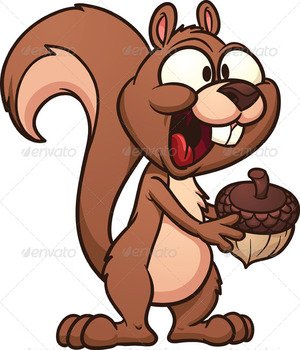 Cute Cartoon Squirrel Holding An Acorn Vector Illustration