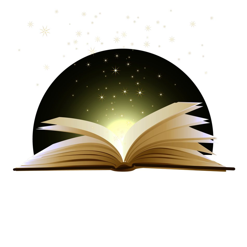 open book at sunrise, drawing
