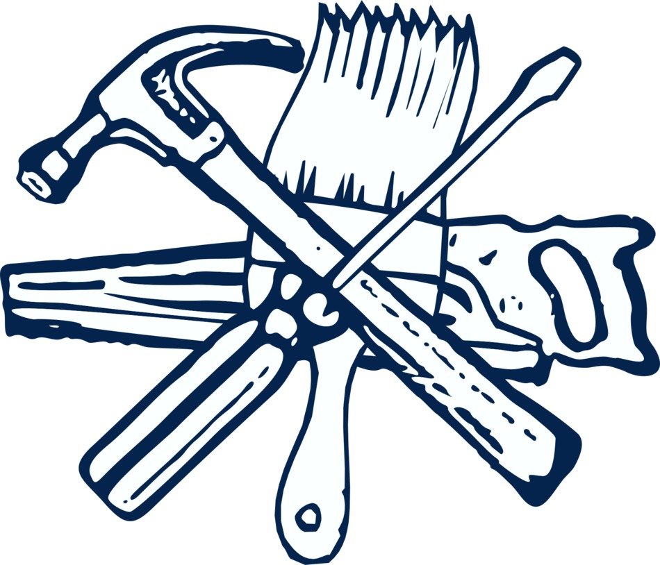 drawings of construction tools lying on a heap