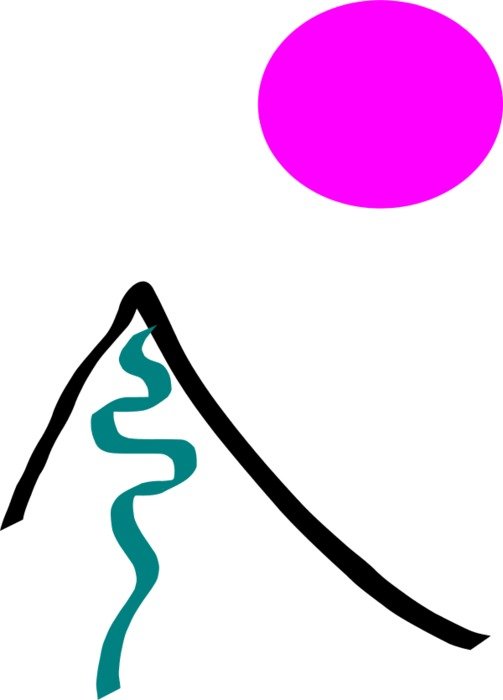 painted mountain and purple sun