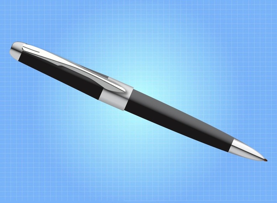 pen on the blue background
