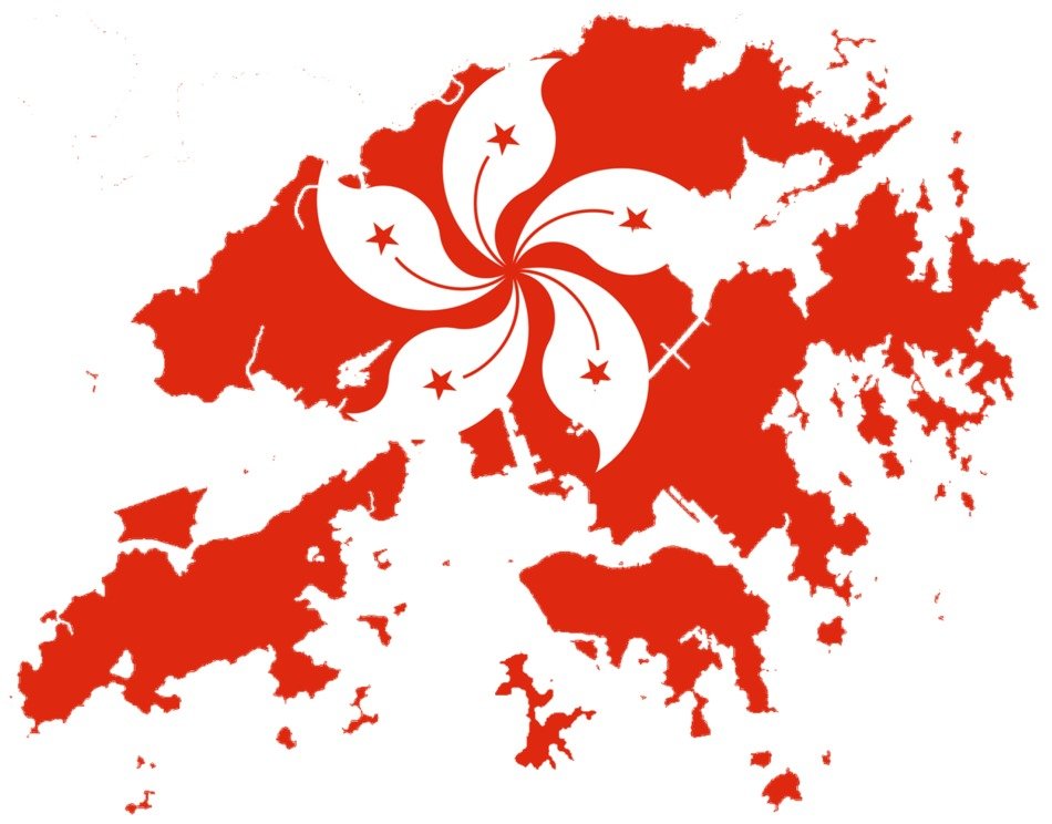 painted flower on the map of Hong Kong