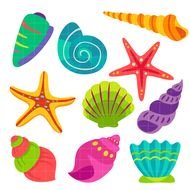 clipart of colorful seashells