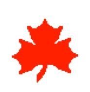 maple leaf silhouette on red square
