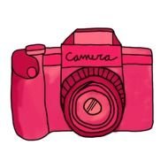 Cartoon pink camera clipart