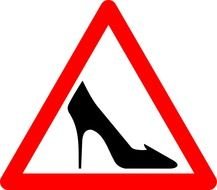 black shoe on a road sign as a picture for clipart
