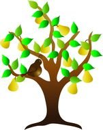 tree and bird drawing