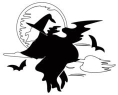 clipart of the silhouette of the witch