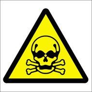 yellow sign with skull and crossbones