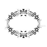 Digital Frame Vintage Flourish Flower Black Damask