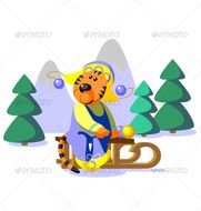 Tiger Winter Color 01 Christmas Seasons holidays