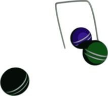 painted multi-colored balls and gates for croquet