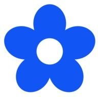 painted blue bud with a white core on a white background