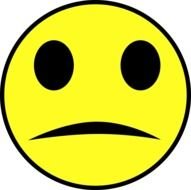 sad smiley with black eyes on a white background