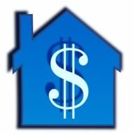 dollar sign on a black silhouette of a house
