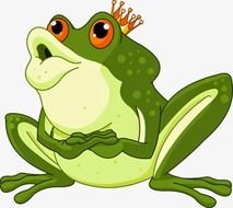 cartoon fat frog with full lips wearing crown