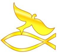 Golden Dove And Fish Symbol drawing