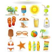 Clipart of the beach equipments icons