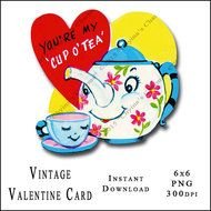 Victorian Valentine Card Old Fashion Cup Of By Distinctlydigital